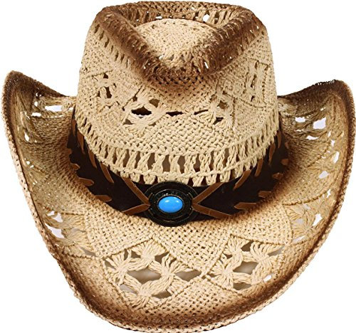Simplicity de hombre y de la mujer occidental estilo vaquero/vaquera sombrero de paja - -