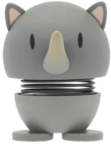 Hoptimist Soft Nashorn, Wackelfigur Skandinavisch, Wohnzimmer & Schreibtisch Deko, Büro Gadget, Tolle Kleine Geschenke, 4,5 x 5,8 x 7,6 cm, Small, Grau