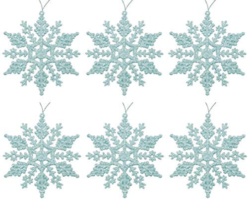 Toyland® Pack Of 6 Baby Blue Glittery Hanging Snowflakes Christmas Tree Decorations
