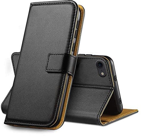 Genuine Real Leather Case For iPhone 7/8 / Se 2020 Premium Wallet Case with [Kickstand] [Card Slots] [Magnetic Closure] Flip Notebook Cover Case for (iPhone 7/8 / Se 2020 4.7 Black)