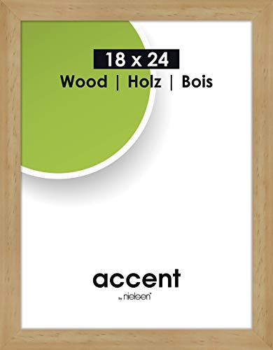 accent by nielsen Bilderrahmen, 18 x 24 cm, Holz, Natur, Fotorahmen zum Auftstellen und Aufhängen im Hoch- & Querformat, Echtglas, Accent Wood