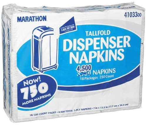 Marathon Tall Fold Embossed Dispenser napkin (18 Pack 250Count Netcount Napkins 4500), 4500Count