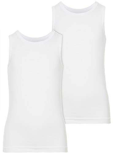 Name IT Baby-Jungen NITTANK TOP 2P SOLID M B NOOS Unterhemd, Weiß (Bright White), 104 (2er Pack)