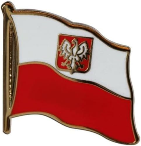 Pin Anstecker Flagge Fahne Polen mit Wappen Adler Flaggenpin Badge Button Flaggen Clip Anstecknadel