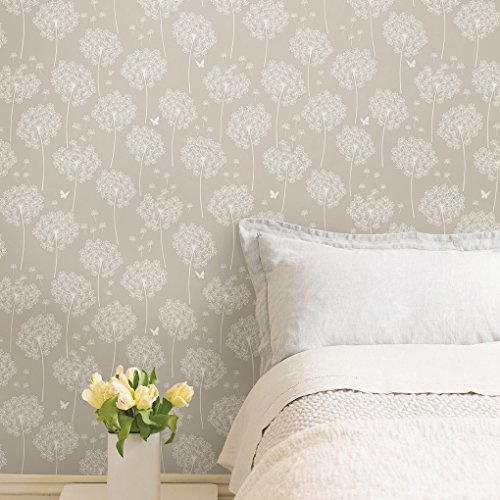 NuWallpaper Dandelion Taupe Peel and Stick Wallpaper