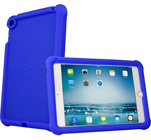 TECHGEAR Coque Bumper pour iPad Mini 5 2019, iPad Mini 4 - Coque de Protection Caoutchouc Résistante aux Chocs avec Bords et Coins Renforcés + Film de Protection [Bleu]