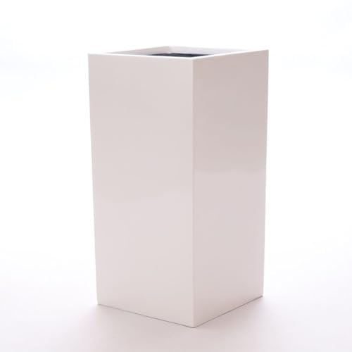 Elegant Einrichten Pflanzkübel, Blumenkübel Fiberglas säule 38x38x100cm Hochglanz weiß.