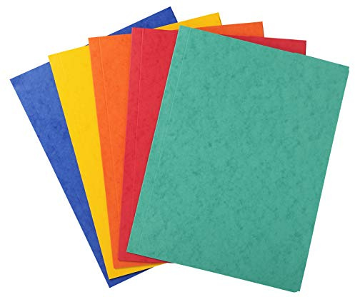 Exacompta - Ref. 56400E - Pack of 10 simple folders without elastic with 3 flaps in glossy card 390 g/m² - FSC® certified folders - dimensions 24 x 32 cm for A4 format - 5 assorted colors
