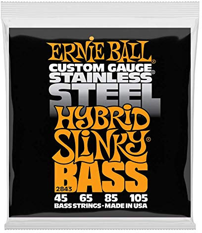 Ernie Ball Hybrid Slinky P02843 - Cuerdas para bajo eléctrico, acero inoxidable, calibre 45-105