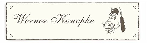 Selbstklebendes Türschild Lustiges Pferd - mit persönlichem Wunschnamen