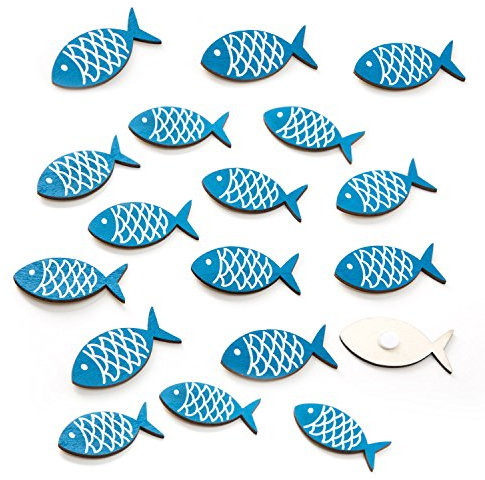 Fisch Streudeko, 18 Stück: Kleine Holz-Fische, Maritime Deko, Tischdeko Flach, Dekoration Badezimmer Maritim, Holzdeko Innen, Maritimdeko Bad, Sommer, Strand & Meer, Dekoration Taufe & Kommunion, 5 cm
