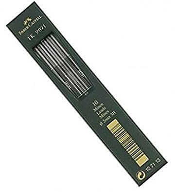 FABER-CASTELL - Fallminen TK 9071 3H, 2 mm, 10 Stück | Hochwertige Ersatzminen für Fallminenstifte, präziser Strich und leicht radierbar