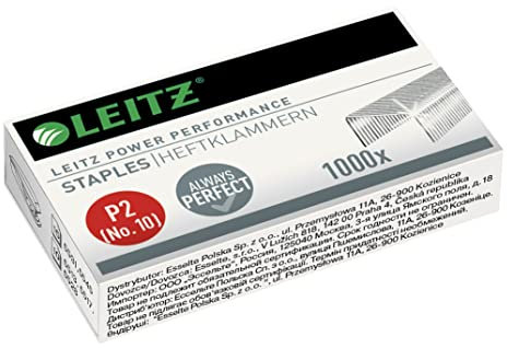 Leitz Power Performance Heftklammern P2 (Nr. 10), Verzinkt, Box mit 1000 Heftklammern, 55770000