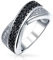 Bling Jewelry Zweifarbiger Schwarz-Weiß-Pavé-Zirkonia-CZ-Criss-Cross-X-Band-Ring für Damen für Freundin .925 Sterlingsilber