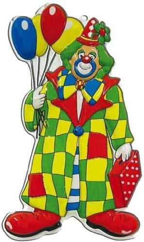 PARTY DISCOUNT Wand-Deko Clown mit Ballons, Höhe ca. 60 cm