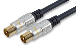 Pro Signal HQ Coaxial Fly Lead, Male to Male, 2m – TV Coax Cable, Gold Plated, Black
