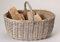 Kaminkorb mit Bügel, Großer Rattan Kaminholzkorb mit Jute, Korb 64 cm