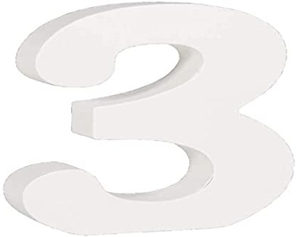 Rayher 62703000 MDF- Zahl 3, weiß, 11 cm, Stärke 2 cm, 3D-Zahl Holz, Holz-Zahl, Weiss/Opulenter Garten