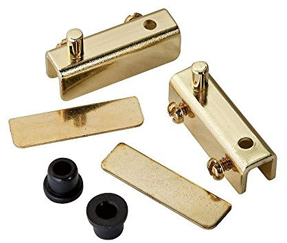 Paire de charnières pivotantes en laiton poli pour porte en verre