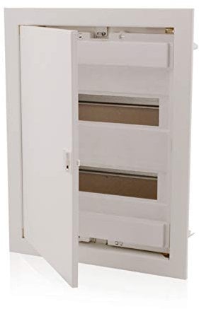 Intratec Coffret de distribution encastré, IP40 – Boîtier de distribution intérieur avec porte pour installation en milieu sec, 2 rangées, 24 modules, 442 x 346 x 94 mm, blanc