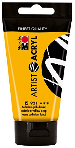 Marabu Pintura acrílica, Amarillo (Cadmium Yellow Dark), 75.00 ml (Pack of 1), 75