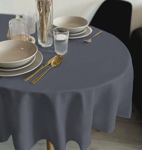 Rollmayer Tischdecke Tischtuch Tischwäsche Gastronomie Kollektion Vivid Uni einfarbig pflegeleicht waschbar 21 Farben zur Auswahl, Produkt für den täglichen Gebrauch(Grafit 33, Oval 140x180cm)