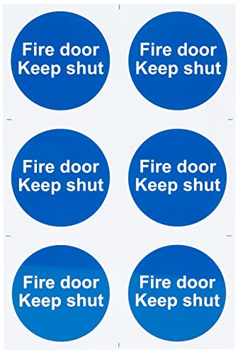 Scan Fire Door Keep Shut Sign - Mandatory Health & Safety - Self-Adhesive PVC - 200mm x 300mm - 6 Per Sheet, White