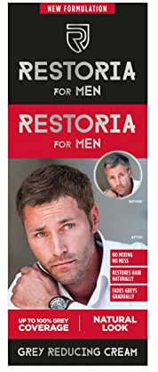 Restoria Grey Reducing Cream for Men - Hair Cream for Restoring Natural Hair Colour Gradually, Up to 100% Grey Coverage - Vegan, 100ml