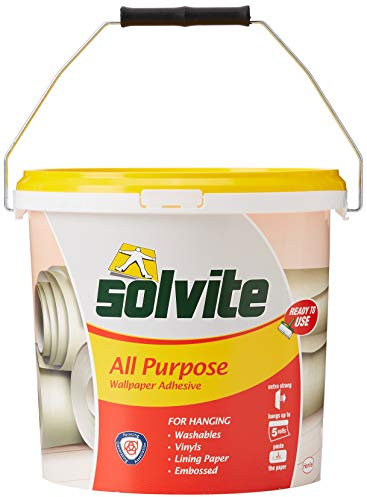 Solvite Ready to Use, All Purpose Wallpaper Adhesive, Extra Strong, Hangs up to 5 Rolls, 4.5kg, Yellow