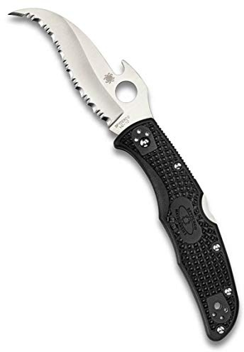 Spyderco, Taschenmesser, Matriarch 2 Lockback, Klinge: 8.9 cm, schwarz, Klappmesser, Wellenschliff, Taschenclip, satin finish