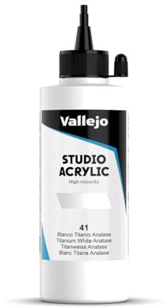 VALLEJO ACRYLIC STUDIO, PINTURA ACRÍLICA, 200ML, BLANCO TITANIO ANATASE, Nº 41