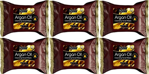 SIX PACKS of Beauty Formulas Argan Oil Cleansing Facial Wipes 30 Wipes