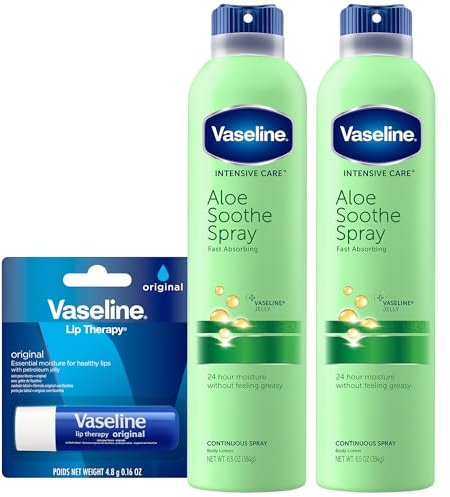 Vaseline Aloe Soothe Spray 2-Pack, Soothes Dry, Irritated Skin, 6.5 Oz Ea