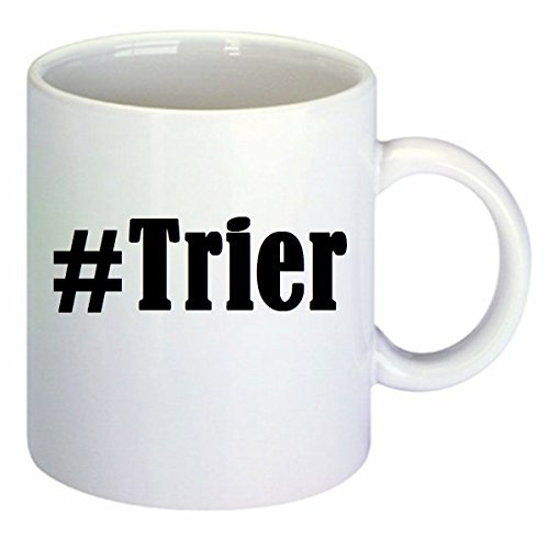 Kaffeetasse #Trier Hashtag Raute Keramik Höhe 9,5cm ? 8cm in Weiß