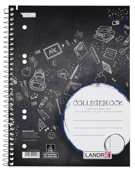 LANDRÉ 100050175 Collegeblock College DIN A5, liniert, 80 Blatt