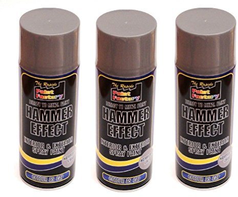 NEW 3 X Grey Hammer Effect Spray Paint 400ml Can Interior Exterior Metal Rust
