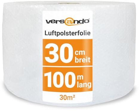 versando Premium Luftpolsterfolie 100m x 0,3m Versand, Verpackung, Umzug Noppenfolie Bubble Wrap LPF Rolle