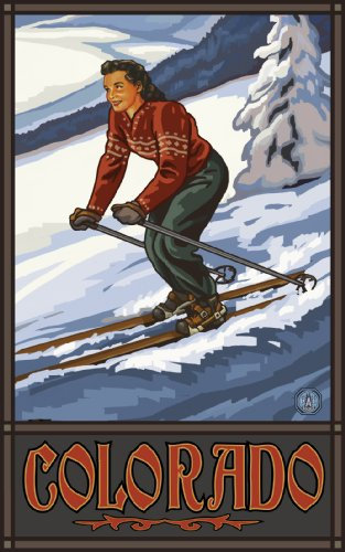 Northwest Art Mall Colorado Downhill Skier Girl DSG Wandbild von Paul A. Lanquist, 28 x 43 cm
