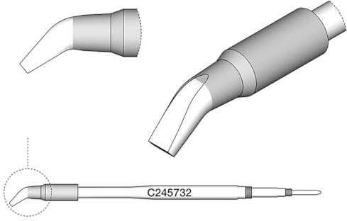 JBC Lötspitze Serie C245 Meißelform, C245732/3,2 x 1,5 mm, gebogen C245732 (Lötkartusche 2045 2245 Loetkartusche Loetspitze Lötpatrone Loetpatrone Meißelspitze C245 bleifrei)