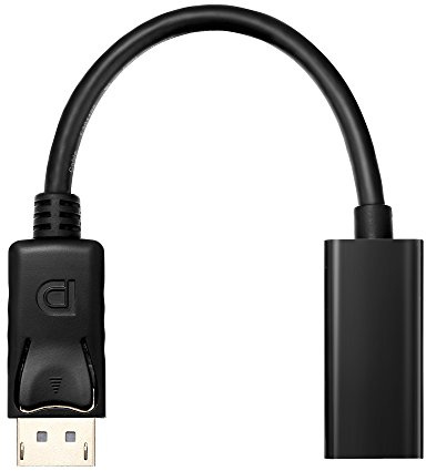 HDSupply DisplayPort HDMI Adapter Stecker auf Buchse, Pigtail, 0,10m | DisplayPort zu HDMI Adapter für Geräteverbindung mit schwarzem Gehäuse und kompakter Bauform