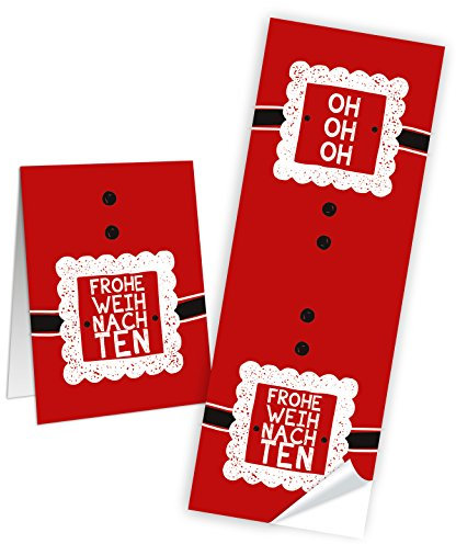 Logbuch-Verlag 25 Aufkleber HOHOHO Frohe WEIHNACHTEN rot weiß schwarz Banderole 5 x 14,5 cm selbstklebend Deko Etikett Verpackung Weihnachtsaufkleber
