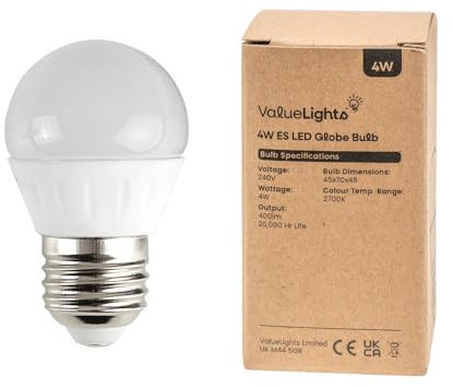 MiniSun | 4W LED ES E27 Golfball Energy Saving Long Life Light Bulbs | LED Bulbs, Home Décor & Improvement Essential | Pack of 2 | 3000K Warm White