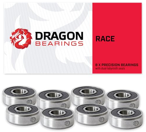 Fireball Dragon Skateboard Bearings Set - 8 Pack Longboard Bearings for Skateboards & Roller Skates - Precision Made Dual-Labyrinth Seal Bearings, Guaranteed for Life (608 Bearings Skateboarding)