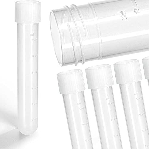 Tuuters 25x Zentrifugenröhrchen mit Schraubverschluss (100 x Ø16mm) weiß | 14ml Füllvolumen, 10cm hoch, Mini Reagenzglas, PP Kunststoffröhrchen mit Schraub Verschluss, Autoklavierbar, Lebensmittelecht