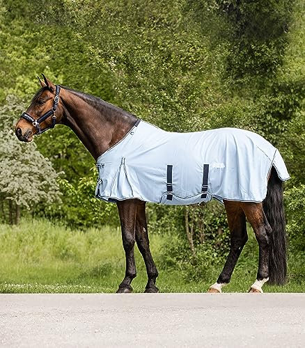 Waldhausen Fliegendecke Protect mit Bauchgurt, hellblau/Nachtblau, 145 cm