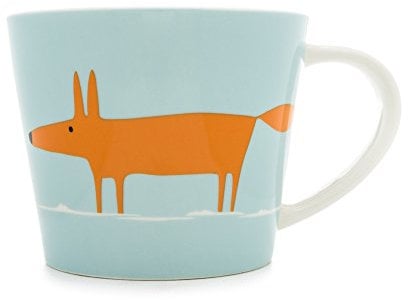 Keith Brymer Jones Collaboration Range - Scion Living Large Mug Mr Fox Ceramic Mug - Gift Boxed - Duckegg & Orange - 525ml