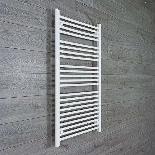 companyblue 700mm wide x 1200mm high Heated Towel Rail Straight Flat White Bathroom Warmer Radiator Rack Central Heating