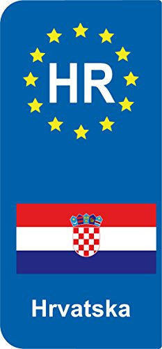 2 Aufkleber Stil Nummernschild Flagge, Hrvatska HR
