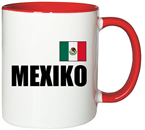 Mister Merchandise Kaffeetasse Mexiko Fahne Flag Teetasse Becher, Farbe: Weiß-Rot