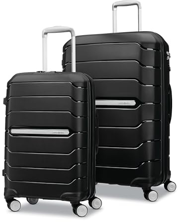 Samsonite Freeform 2-Piece Luggage Set - Carry-On & Large Checked Luggage with Dual Spinner Wheels - Durable Polypropylene Hardshell - TSA Lock, Airline-Approved - Expandable Hard Shell – Black